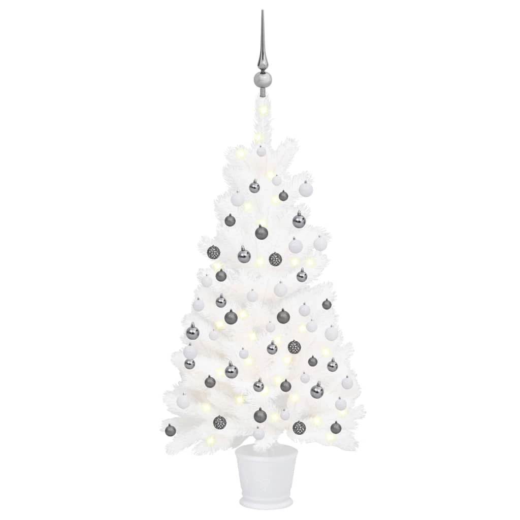 VIDAXL Arbre De Noël Artificiel Avec LED Et Boules Blanc 90 Cm 1 VIDAXL Arbre De Noël Artificiel Avec LED Et Boules Blanc 90 Cm