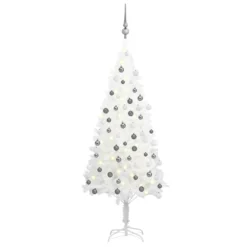 VIDAXL Arbre De Noël Artificiel Avec LED Et Boules Blanc 120 Cm