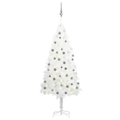 VIDAXL Arbre De Noël Artificiel Avec LED Et Boules Blanc 180 Cm