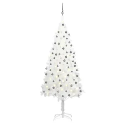 VIDAXL Arbre De Noël Artificiel Avec LED Et Boules Blanc 210 Cm
