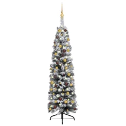 VIDAXL Arbre De Noël Mince Avec LED Et Boules Vert 120 Cm -Vidaxl Soldes Boutique 8720286498941 a en hd 1 6177ff3c1e670 2