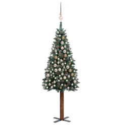 VIDAXL Arbre De Noël Mince Avec LED Et Boules Vert 210 Cm