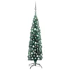 VIDAXL Sapin De Noël Artificiel Mince Et LED Et Boules Vert 120 Cm