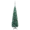 VIDAXL Arbre De Noël Artificiel Mince Avec Led Et Boules Vert 210 Cm