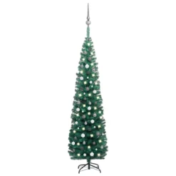 VIDAXL Sapin De Noël Artificiel Mince Et LED Et Boules Vert 240 Cm -Vidaxl Soldes Boutique 8720286499894 a en hd 1 6176e5412ae2c 2