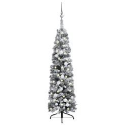 VIDAXL Sapin De Noël Mince Avec Led Et Flocons De Neige Vert 120 Cm -Vidaxl Soldes Boutique 8720286499900 a en hd 1 6176e6ba3a521 2