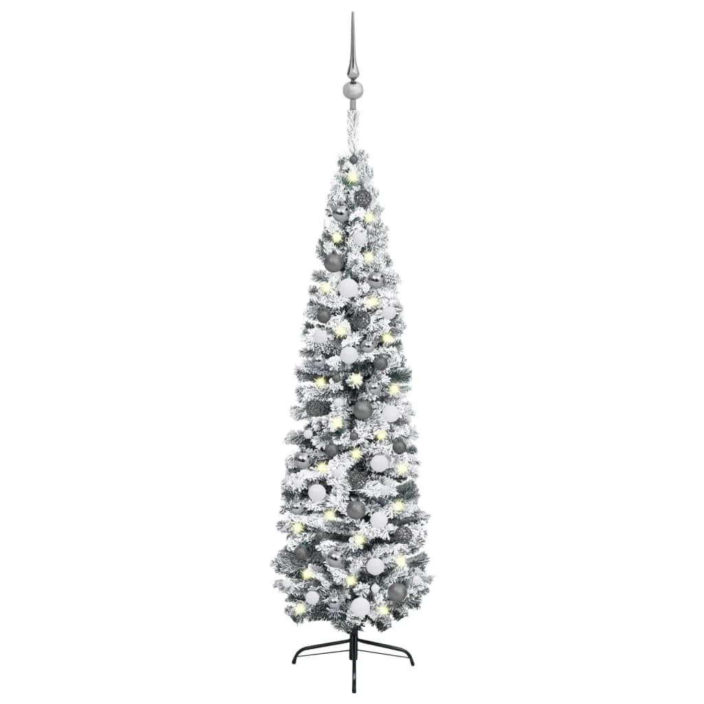VIDAXL Sapin De Noël Artificiel Mince Et LED Et Boules Vert 180 Cm 3 VIDAXL Sapin De Noël Artificiel Mince Et LED Et Boules Vert 180 Cm – Image 3