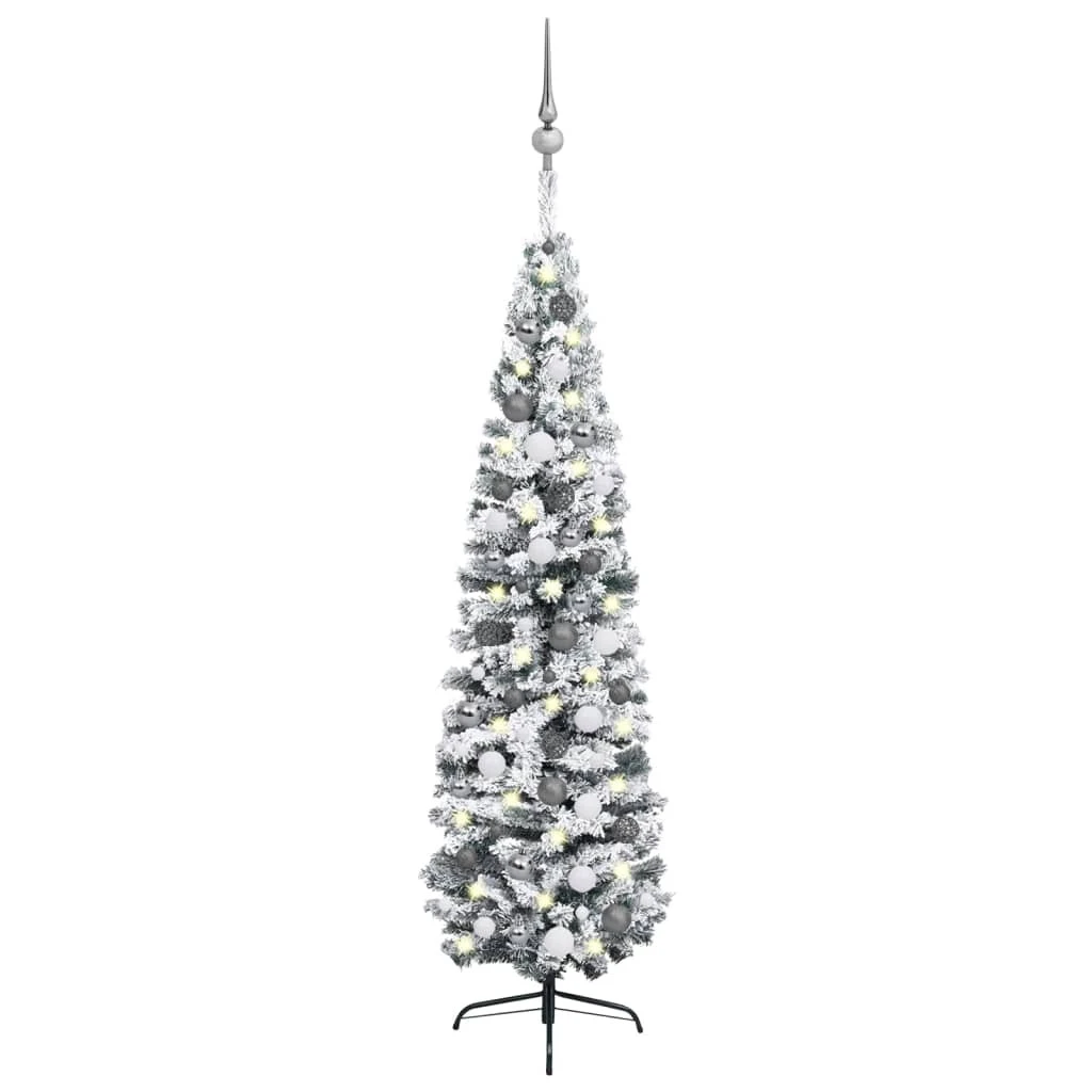 VIDAXL Arbre De Noël Artificiel Mince Avec LED Et Boules Vert 210 Cm 1 VIDAXL Arbre De Noël Artificiel Mince Avec LED Et Boules Vert 210 Cm
