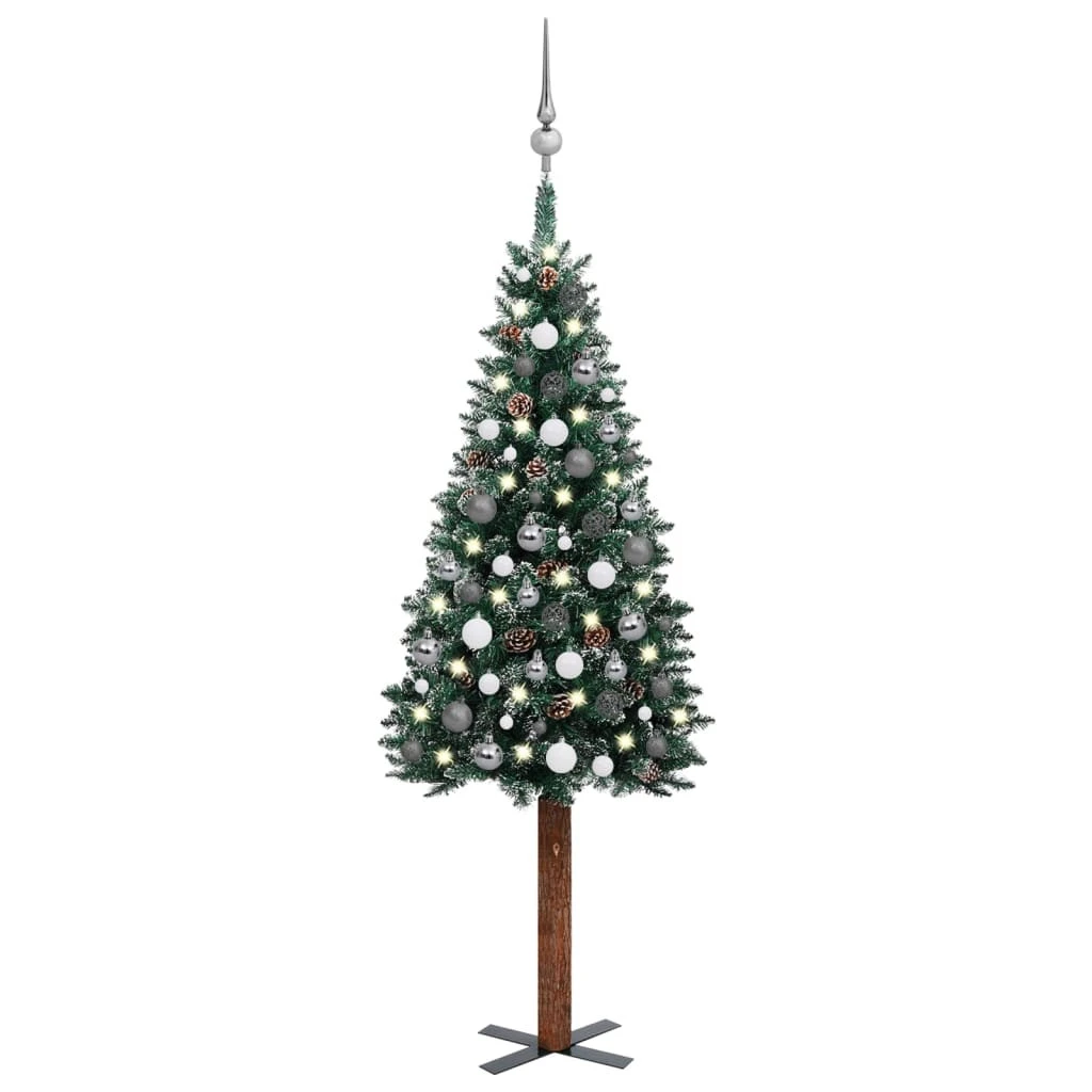 VIDAXL Sapin De Noël Mince Et LED Et Boules Vert 150 Cm 1 VIDAXL Sapin De Noël Mince Et LED Et Boules Vert 150 Cm