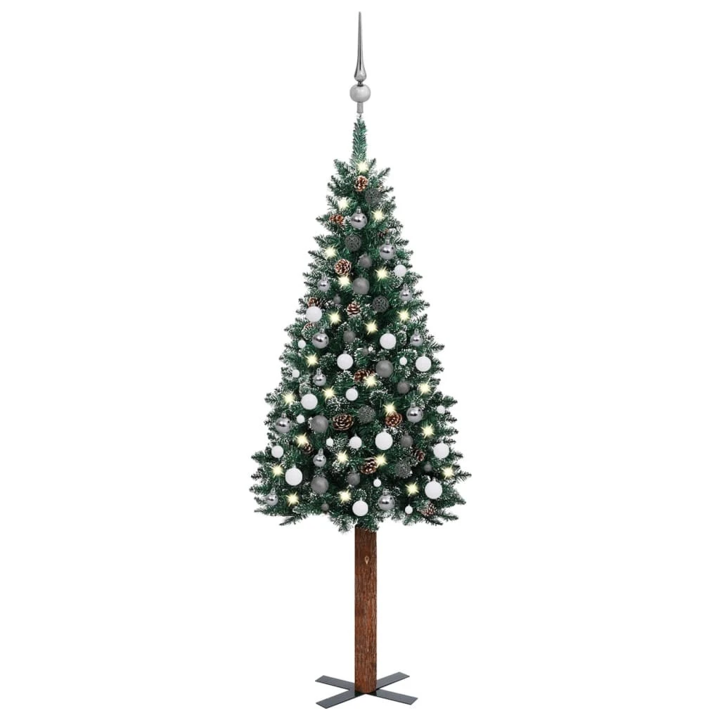 VIDAXL Sapin De Noël Mince Et LED Et Boules Vert 180 Cm 3 VIDAXL Sapin De Noël Mince Et LED Et Boules Vert 180 Cm – Image 3