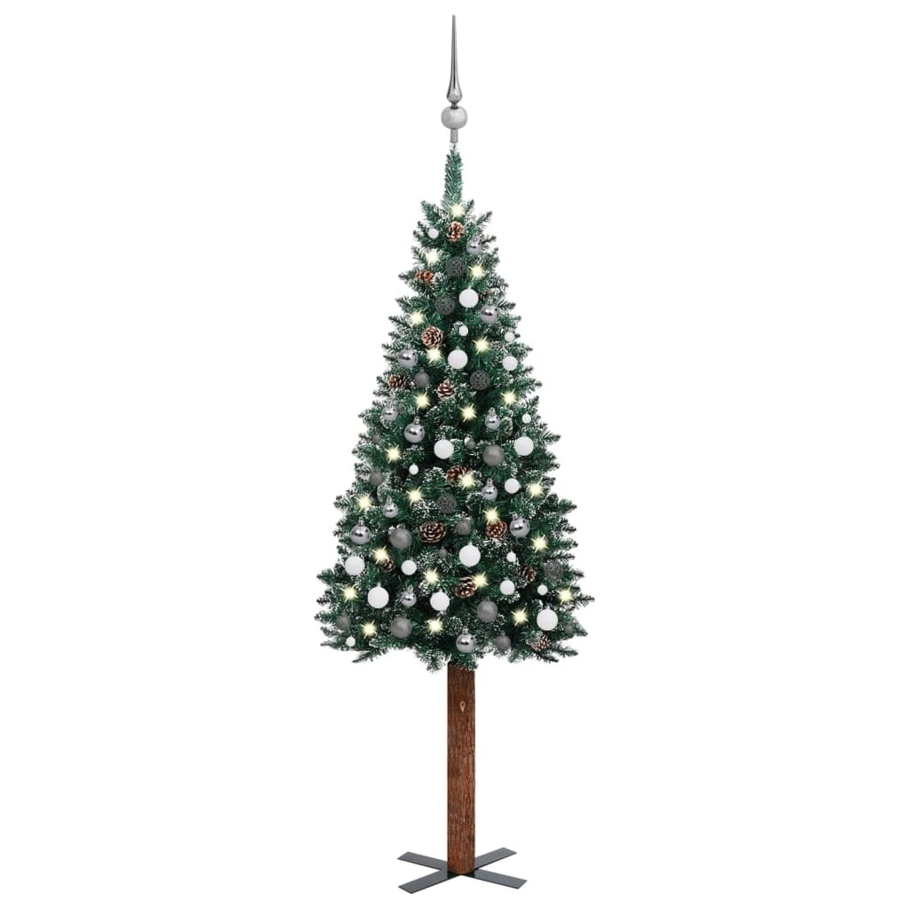 VIDAXL Sapin De Noël Mince Et LED Et Boules Vert 210 Cm 1 VIDAXL Sapin De Noël Mince Et LED Et Boules Vert 210 Cm