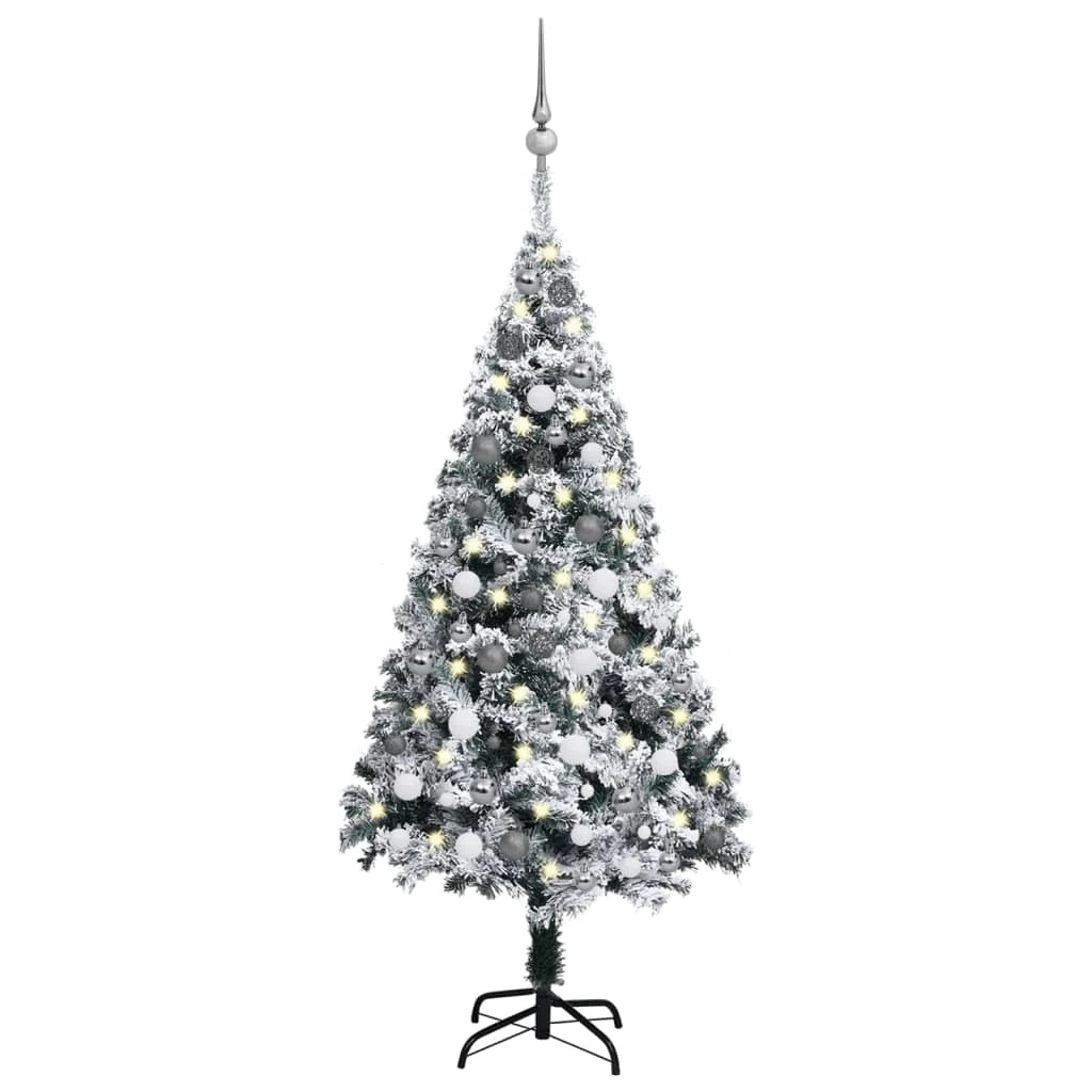 VIDAXL Arbre De Noël Artificiel Avec LED Et Boules Vert 150 Cm PVC 3 VIDAXL Arbre De Noël Artificiel Avec LED Et Boules Vert 150 Cm PVC – Image 3