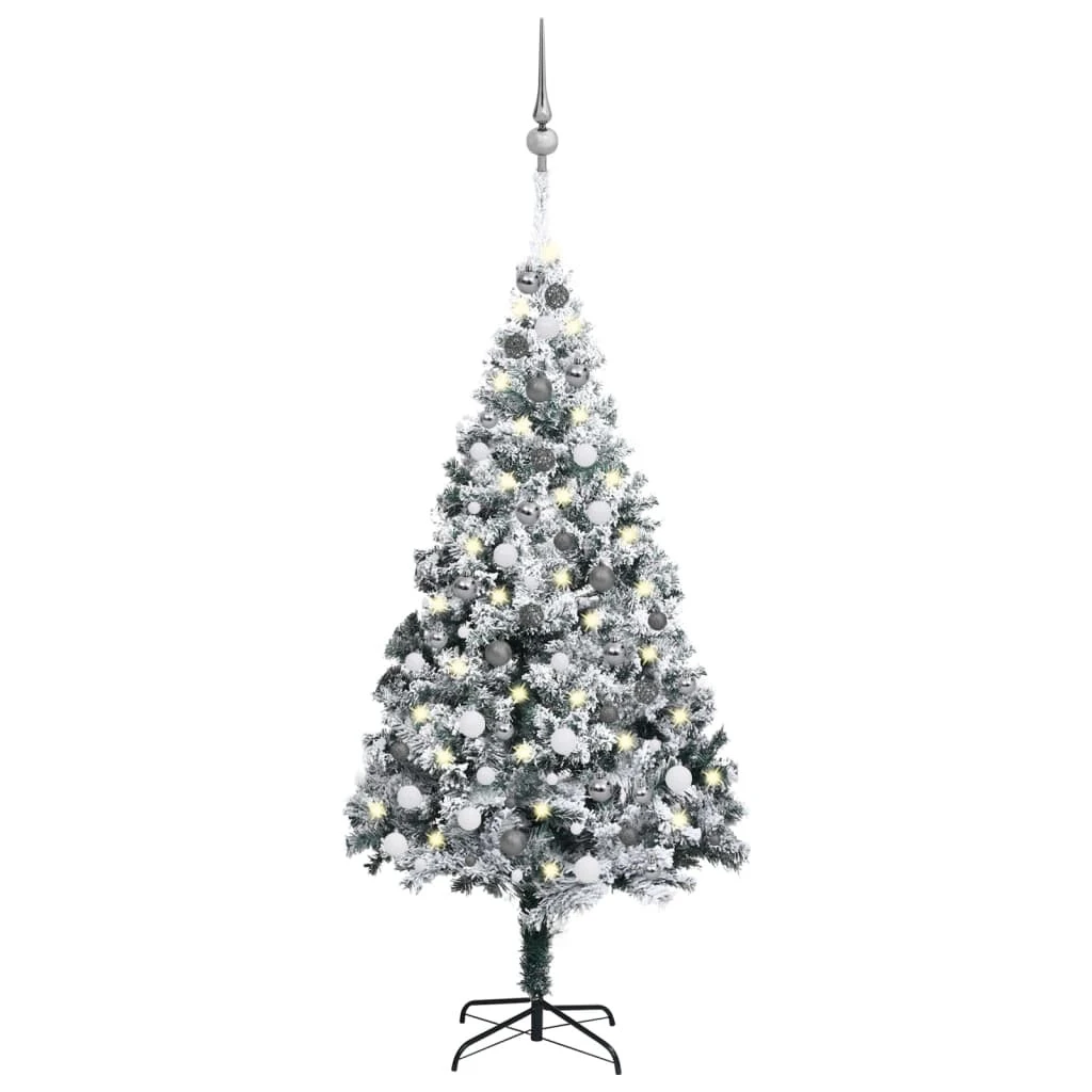 VIDAXL Arbre De Noël Artificiel Avec LED Et Boules Vert 180 Cm PVC 3 VIDAXL Arbre De Noël Artificiel Avec LED Et Boules Vert 180 Cm PVC – Image 3