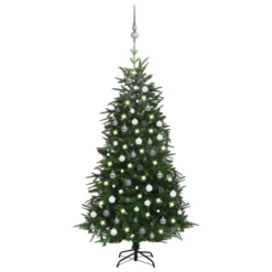VIDAXL Arbre De Noël Artificiel Avec LED Et Boules Vert 180 Cm PVC PE