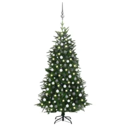 VIDAXL Arbre De Noël Artificiel Avec Led Et Boules Vert 210 Cm Pvc Pe