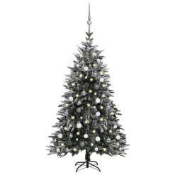 VIDAXL Sapin De Noël Artificiel LED Et Flocons De Neige 150 Cm PVC PE -Vidaxl Soldes Boutique 8720286500156 a en hd 1 63f74b8467042 2