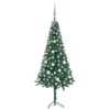 VIDAXL Arbre De Noël Artificiel D'angle Led Et Boules Vert 120 Cm Pvc