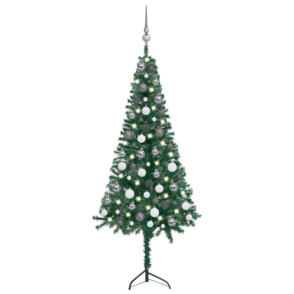 VIDAXL Arbre De Noël Artificiel D'angle Led Et Boules Vert 120 Cm Pvc 1 VIDAXL Arbre De Noël Artificiel D'angle Led Et Boules Vert 120 Cm Pvc