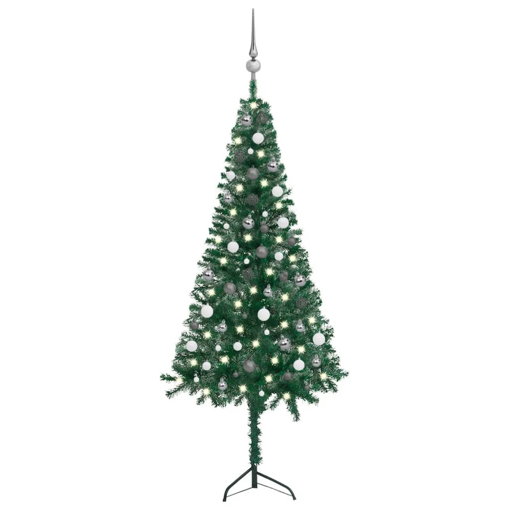 VIDAXL Arbre De Noël Artificiel D'angle Led Et Boules Vert 180 Cm Pvc 3 VIDAXL Arbre De Noël Artificiel D'angle Led Et Boules Vert 180 Cm Pvc – Image 3