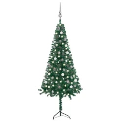 VIDAXL Arbre De Noël Artificiel D'angle Led Et Boules Vert 180 Cm Pvc