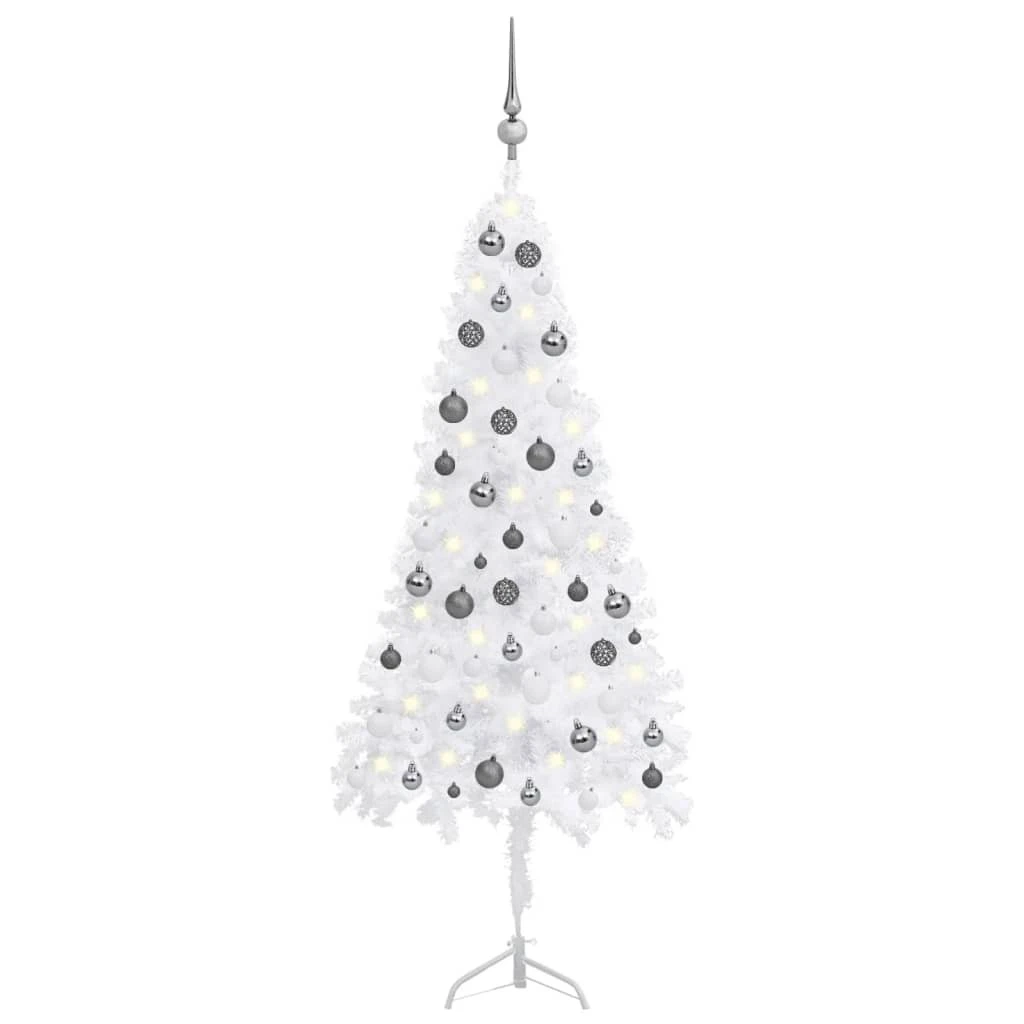 VIDAXL Arbre De Noël Artificiel D'angle LED Et Boules Blanc 150 Cm PVC 2 VIDAXL Arbre De Noël Artificiel D'angle LED Et Boules Blanc 150 Cm PVC – Image 2