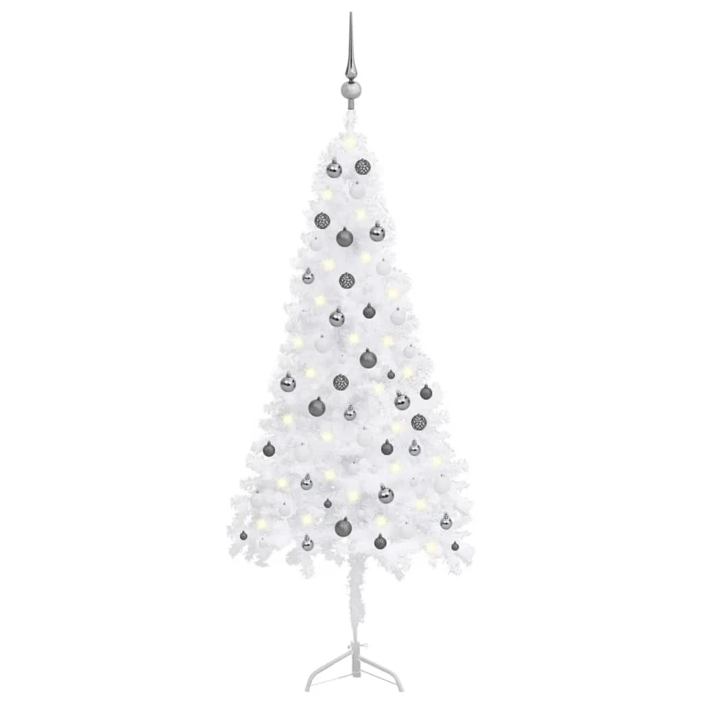 VIDAXL Arbre De Noël Artificiel D'angle LED Et Boules Blanc 180 Cm PVC 1 VIDAXL Arbre De Noël Artificiel D'angle LED Et Boules Blanc 180 Cm PVC