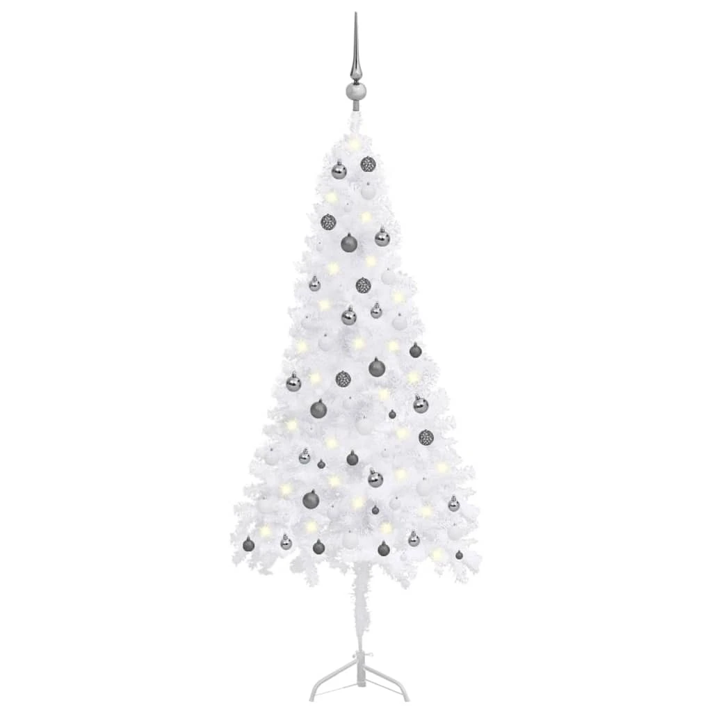 VIDAXL Arbre De Noël Artificiel D'angle LED Et Boules Blanc 210 Cm PVC 2 VIDAXL Arbre De Noël Artificiel D'angle LED Et Boules Blanc 210 Cm PVC – Image 2