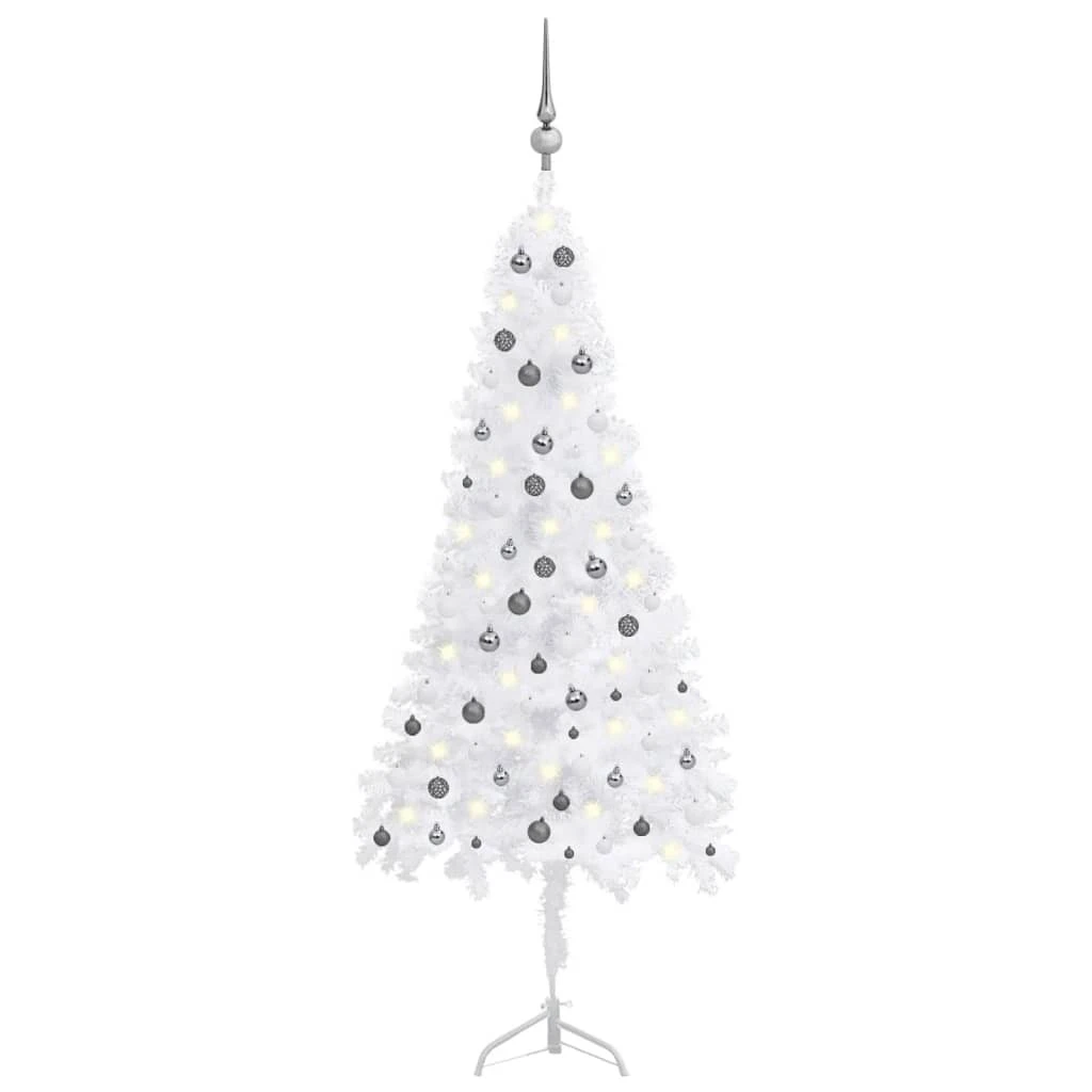 VIDAXL Arbre De Noël Artificiel D'angle LED Et Boules Blanc 240 Cm PVC 1 VIDAXL Arbre De Noël Artificiel D'angle LED Et Boules Blanc 240 Cm PVC