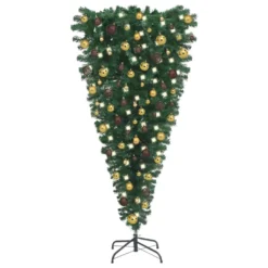 VIDAXL Arbre De Noël Artificiel Renversé Avec Led Et Boules 210 Cm
