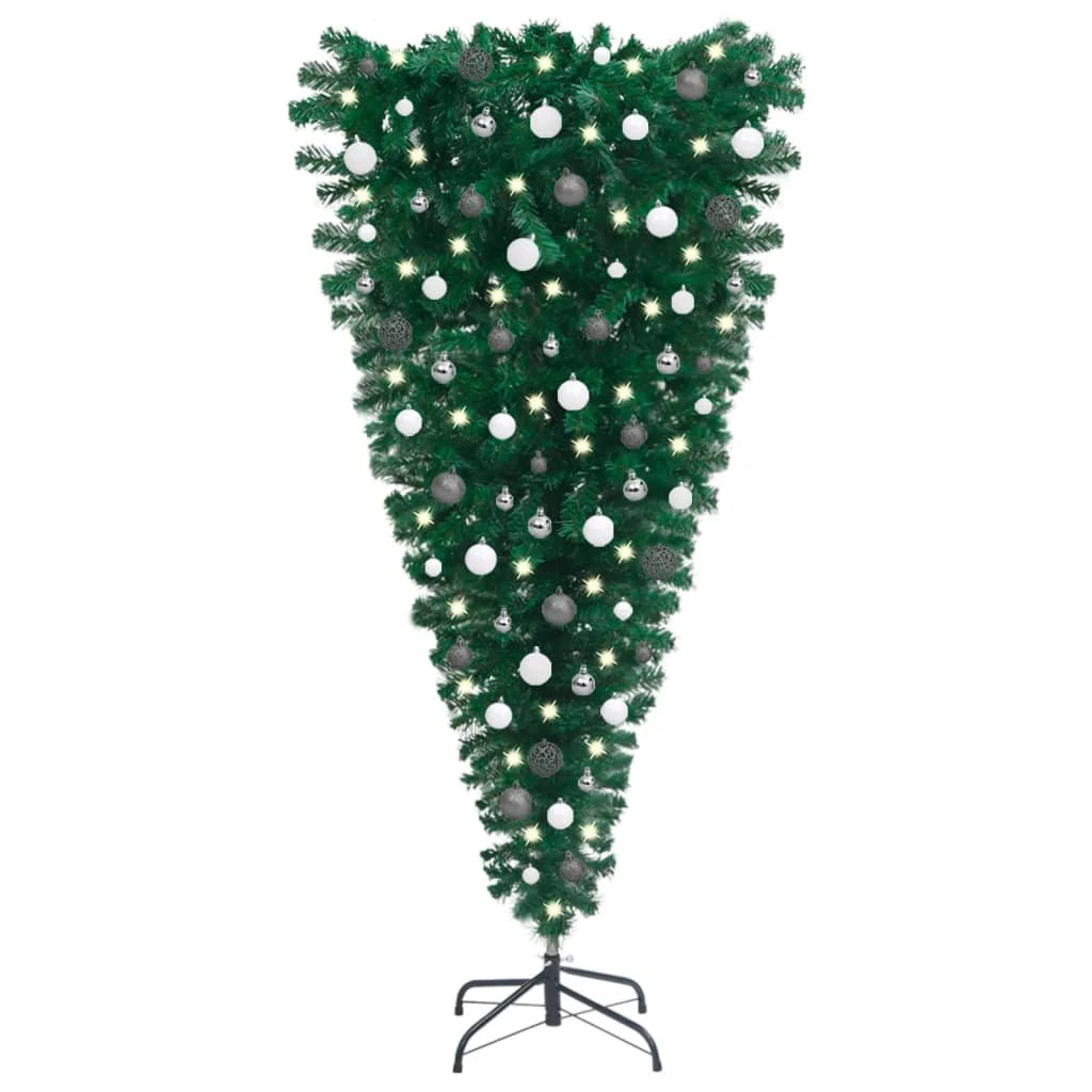 VIDAXL Arbre De Noël Artificiel Renversé Avec LED Et Boules 120 Cm 1 VIDAXL Arbre De Noël Artificiel Renversé Avec LED Et Boules 120 Cm