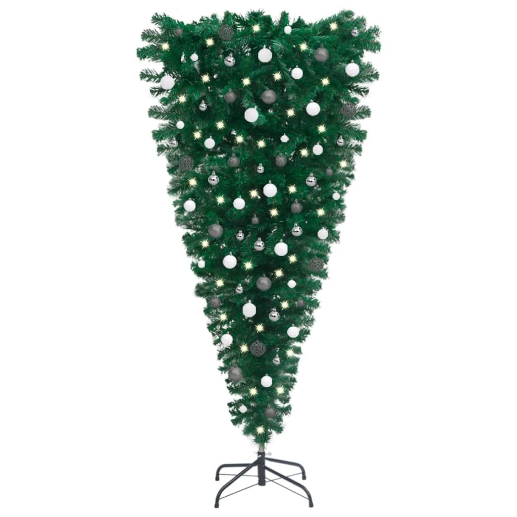 VIDAXL Arbre De Noël Artificiel Renversé Avec LED Et Boules 150 Cm 1 VIDAXL Arbre De Noël Artificiel Renversé Avec LED Et Boules 150 Cm