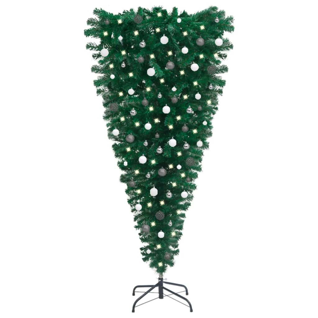 VIDAXL Arbre De Noël Artificiel Renversé Avec LED Et Boules 180 Cm 3 VIDAXL Arbre De Noël Artificiel Renversé Avec LED Et Boules 180 Cm – Image 3