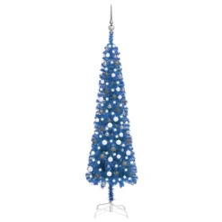 VIDAXL Arbre De Noël Mince Avec LED Et Boules Bleu 210 Cm