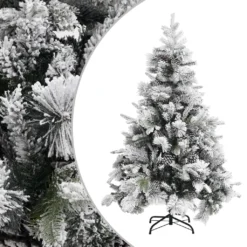 VIDAXL Sapin De Noël à Flocons De Neige Et Pommes De Pin 150 Cm Pvc/pe