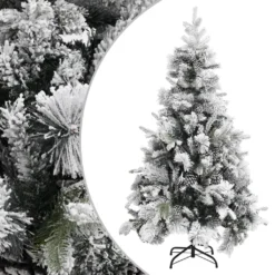 VIDAXL Sapin De Noël à Flocons De Neige Et Pommes De Pin 195 Cm Pvc/pe