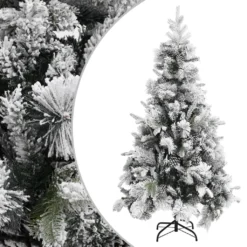 VIDAXL Sapin De Noël à Flocons De Neige Et Pommes De Pin 225 Cm Pvc/pe -Vidaxl Soldes Boutique 8720286767092 a en hd 1 6203b74f24fee 2