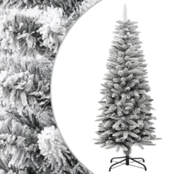 VIDAXL Sapin De Noël Artificiel Mince Avec Neige Floquée 120 Cm Pvc/pe