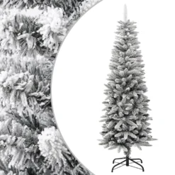 VIDAXL Sapin De Noël Artificiel Mince Avec Neige Floquée 150 Cm Pvc/pe