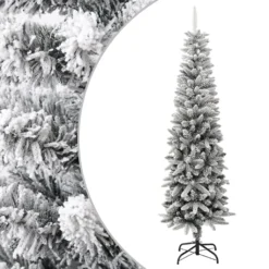 VIDAXL Sapin De Noël Artificiel Mince Avec Neige Floquée 210 Cm Pvc/pe