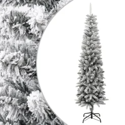 VIDAXL Sapin De Noël Artificiel Mince Avec Neige Floquée 240 Cm Pvc/pe