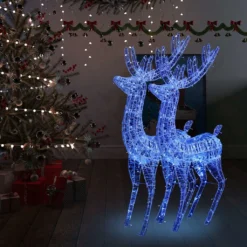 VIDAXL Rennes De Noël Xxl Acrylique 250 Led 2 Pcs 180 Cm Bleu